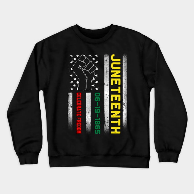 Juneteenth Celebrates Freedom Black African American Juneteenth Ancestors Black African American Flag Pride Crewneck Sweatshirt by David Darry